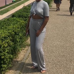 2 piece striped pants set.